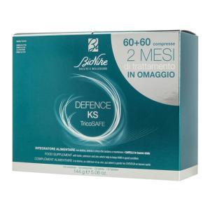 Integratore alimentare defence ks tricosafe bipack per capelli sani con biotina, selenio e estratti di riso nero e fico d'india