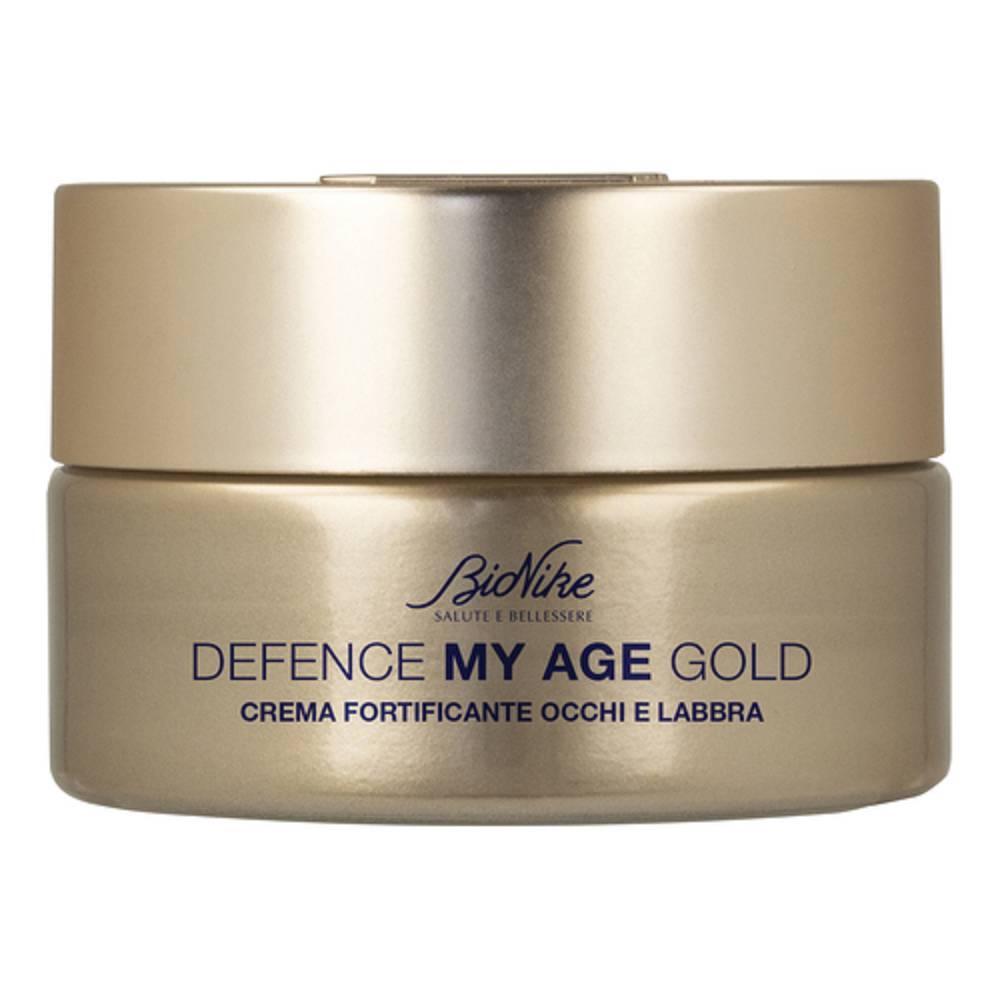 bionike crema fortificante contorno occhi e labbra defence my age gold - trattamento antiage per pelle matura, rimpolpante e nutriente - foto 1