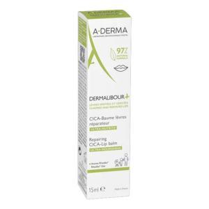 Balsamo labbra dermalibour + cica ristrutturante naturale per labbra fragili e secche, alta resistenza all'acqua, 15 ml