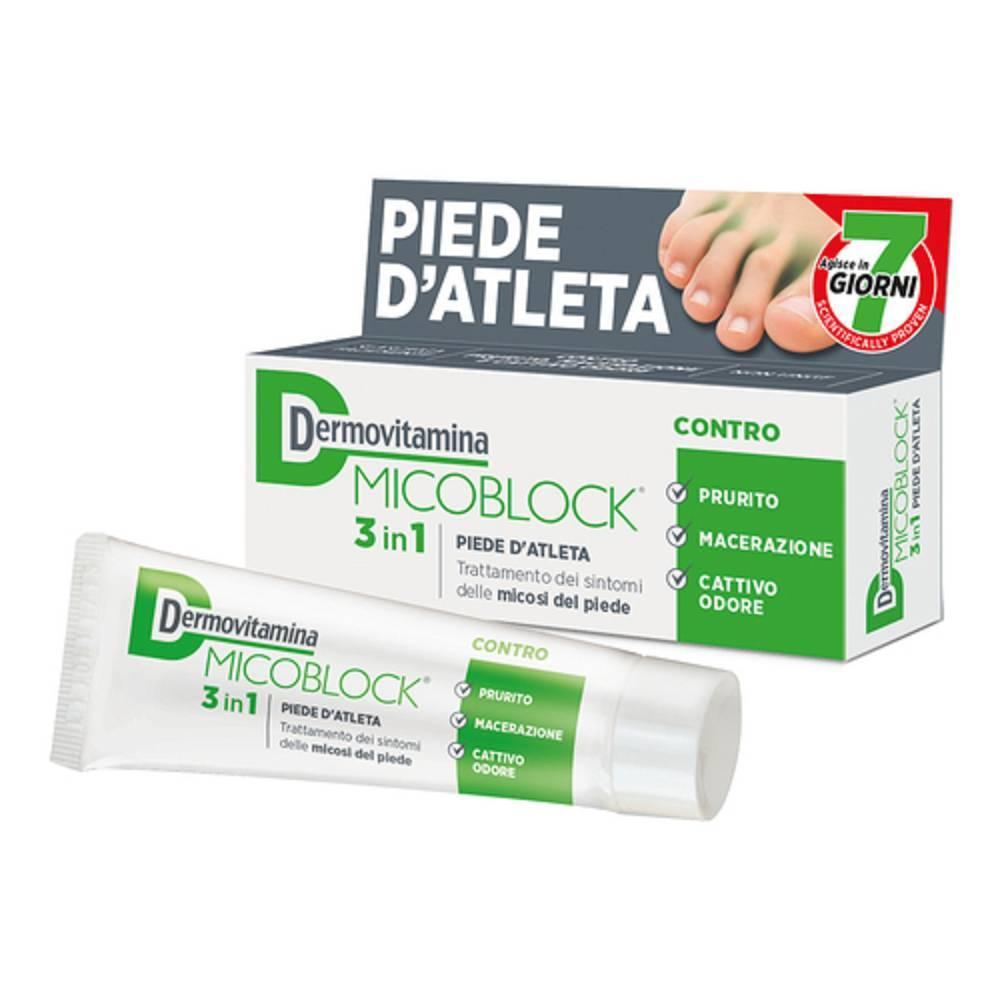 dermovitamina crema per piede d'atleta dermovitamina micoblock 3 in 1 - trattamento efficace per micosi e sintomi fastidiosi - foto 1