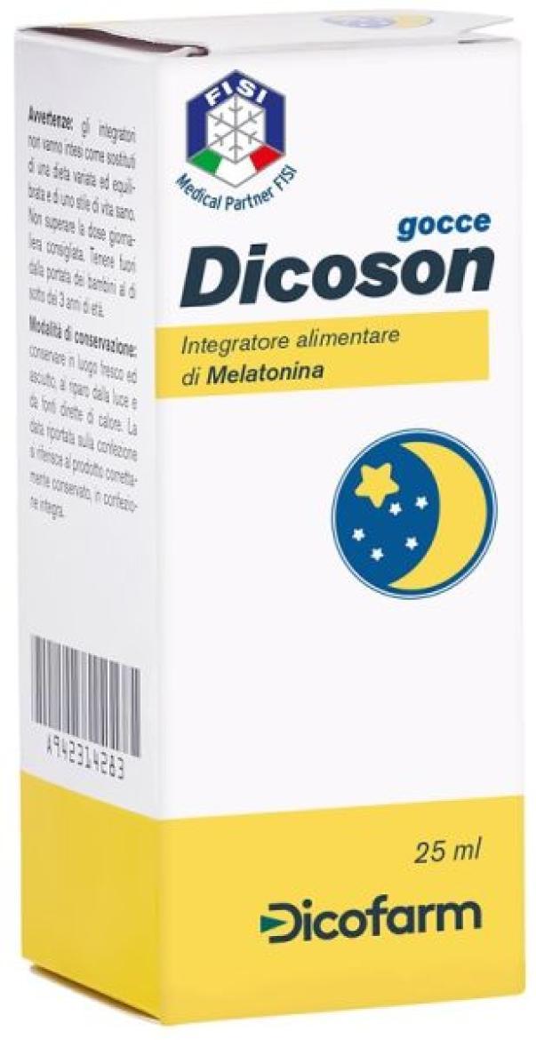 dicoson integratore alimentare dicoson gocce 25ml con melatonina per favorire il sonno e contrastare il jet lag - foto 1