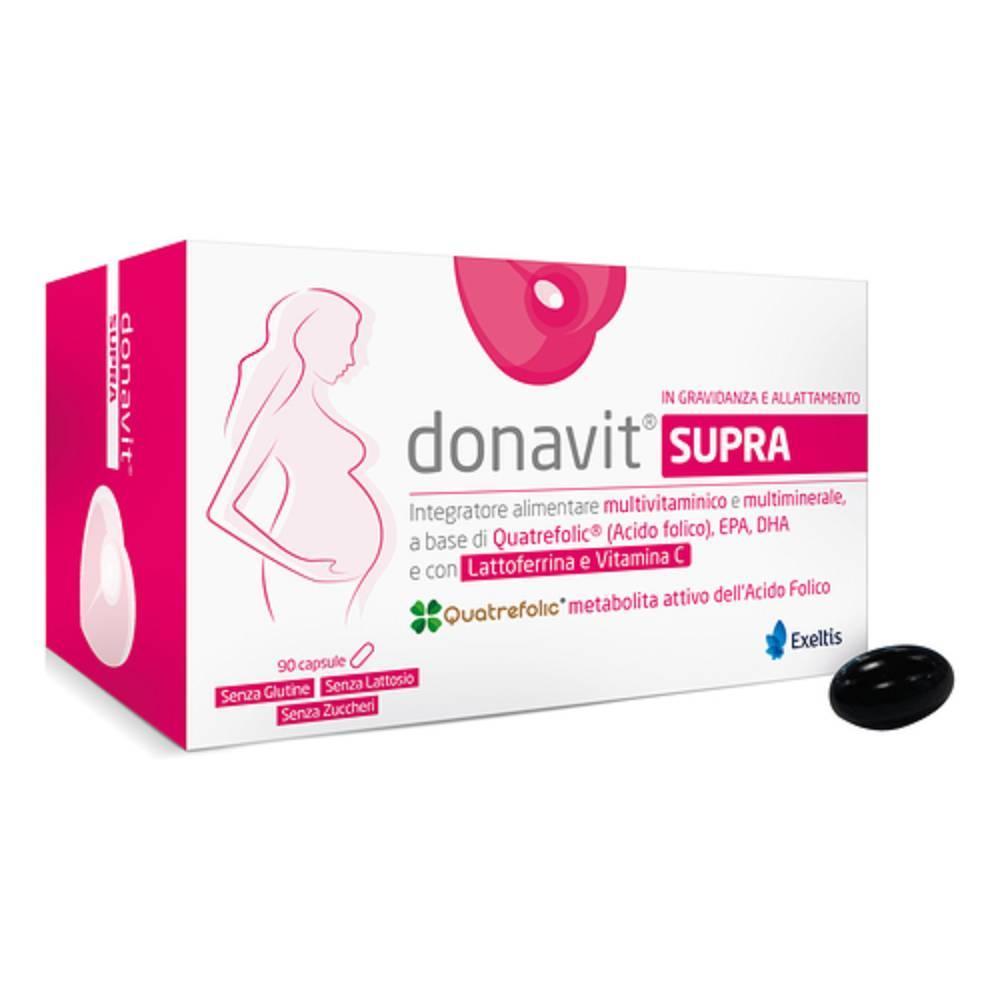 donavit integratore alimentare donavit supra 90 capsule per gravidanza e allattamento con acido folico, dha, epa e vitamine essenziali - foto 1