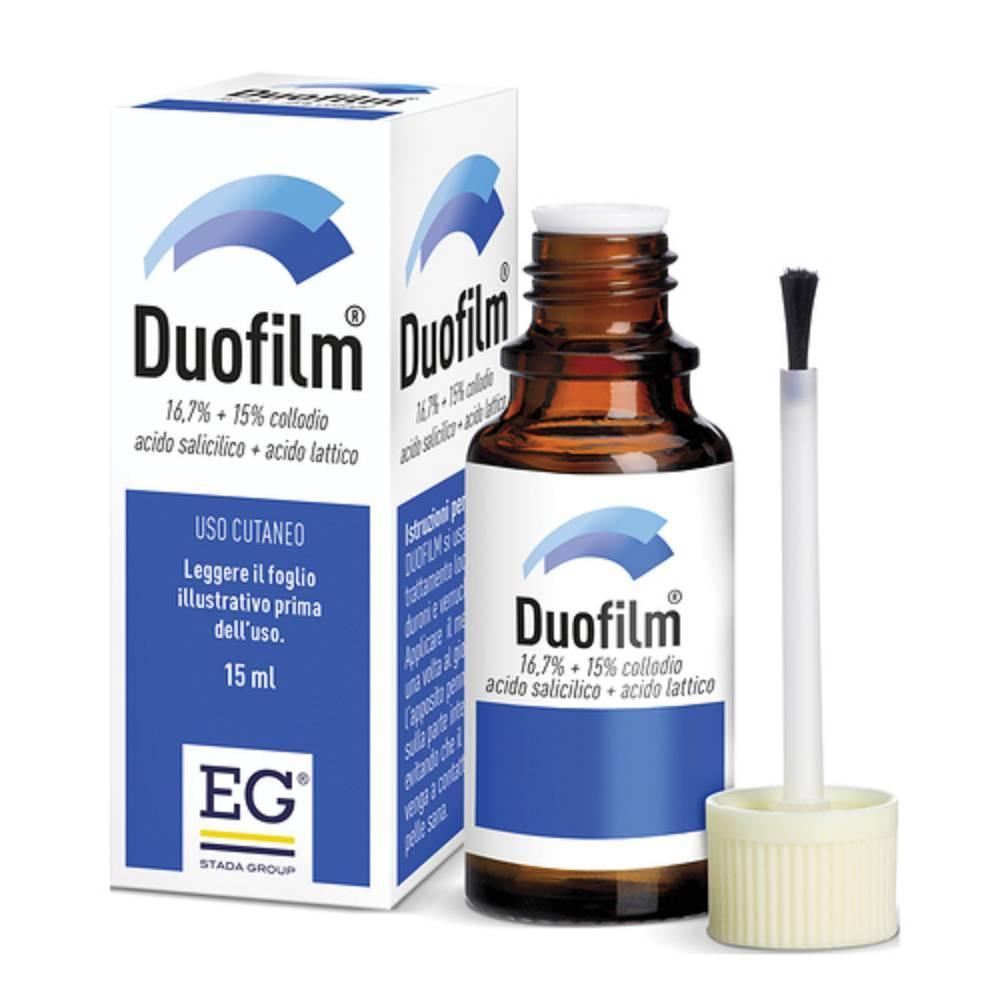 duofilm trattamento topico per verruche e calli - duofilm collodio 15ml con acido salicilico 16,7% e acido lattico 15% - foto 1