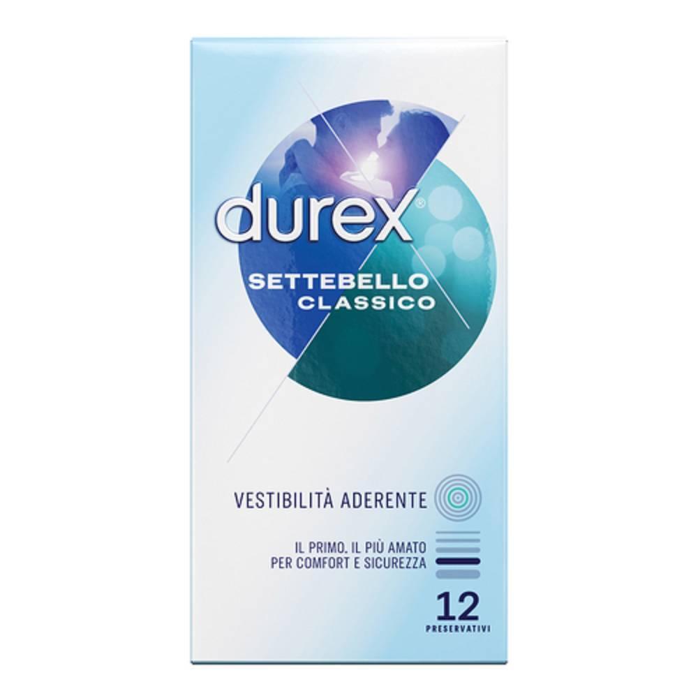 durex preservativi durex settebello classico 12 pezzi - extra lubrificati, vestibilità aderente e protezione affidabile - foto 1