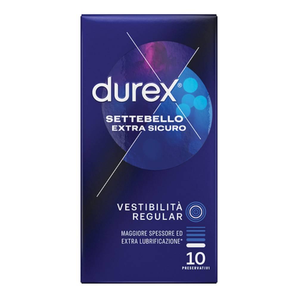 durex preservativi settebello extra sicuro - 10 pezzi - extra lubrificati e comfort easy-on per una maggiore sicurezza e protezione - foto 1