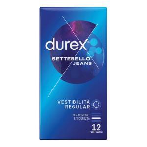 Preservativi  settebello jeans 12 pezzi - forma easy-on per comfort e vestibilità, lattice naturale lubrificati