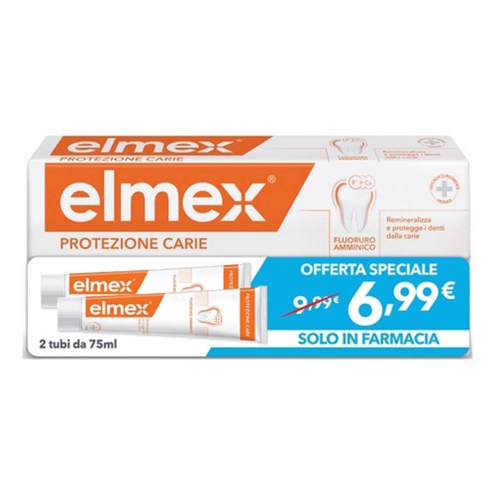elmex dentifricio elmex protezione carie 2 tubi da 75 ml - protezione a lungo termine e remineralizzazione per sorrisi sani e forti - foto 1