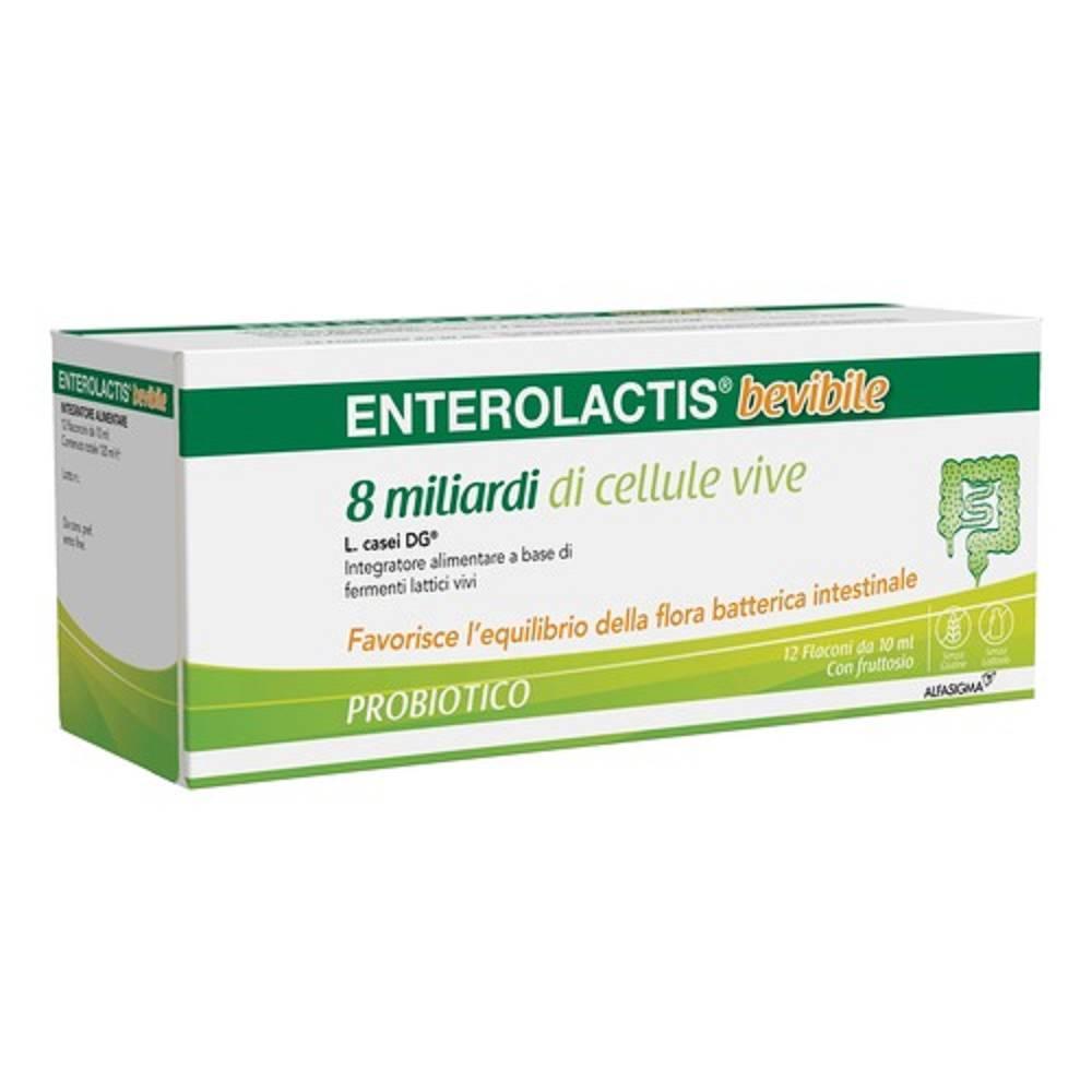 enterolactis integratore alimentare bevibile con fermenti lattici vivi - enterolactis 12 flaconcini per riequilibrio flora batterica intestinale - foto 1