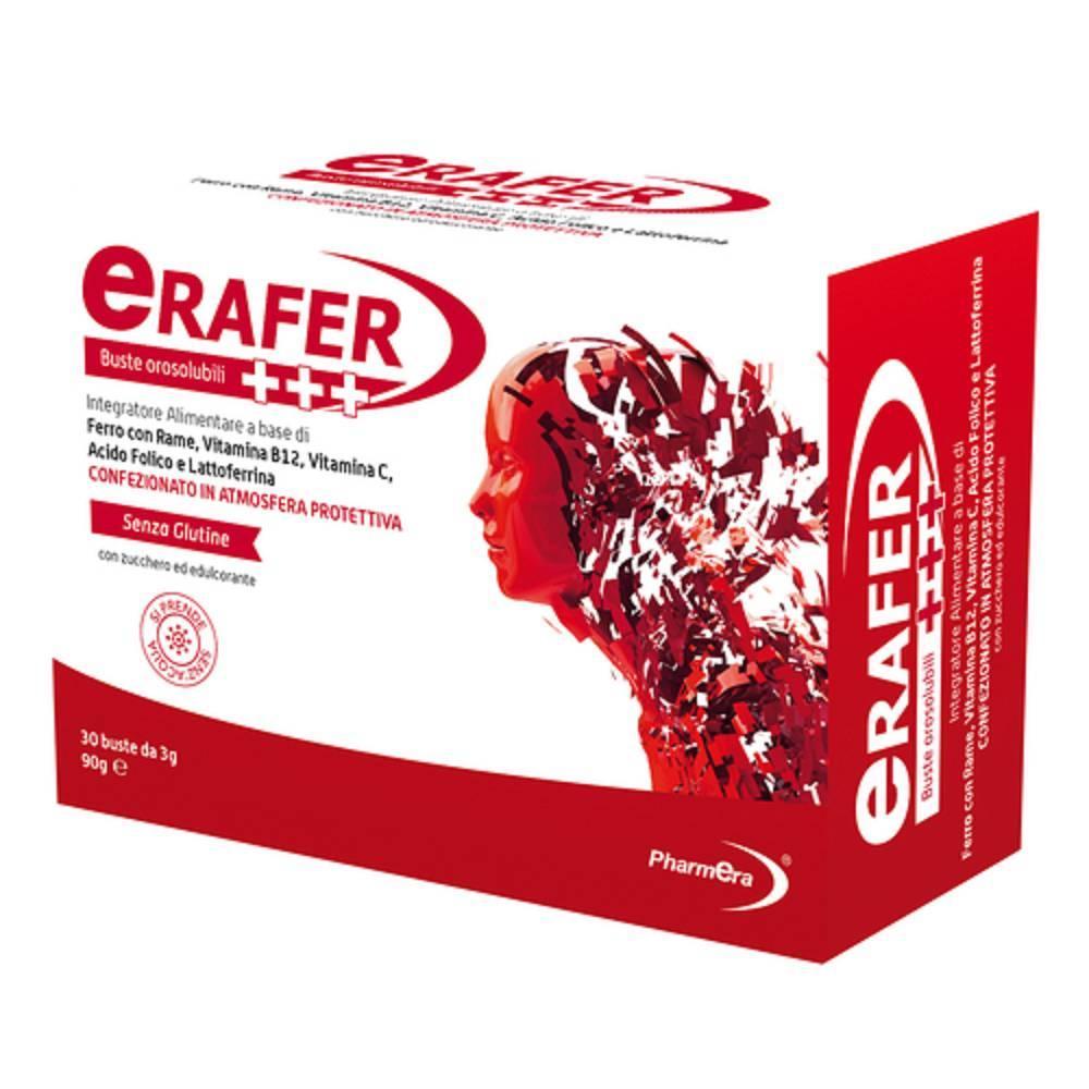 erafer integratore alimentare orosolubile di ferro, rame, vitamina b12 e c - erafer+++ 30 bustine per ridurre fatica e stanchezza - foto 1