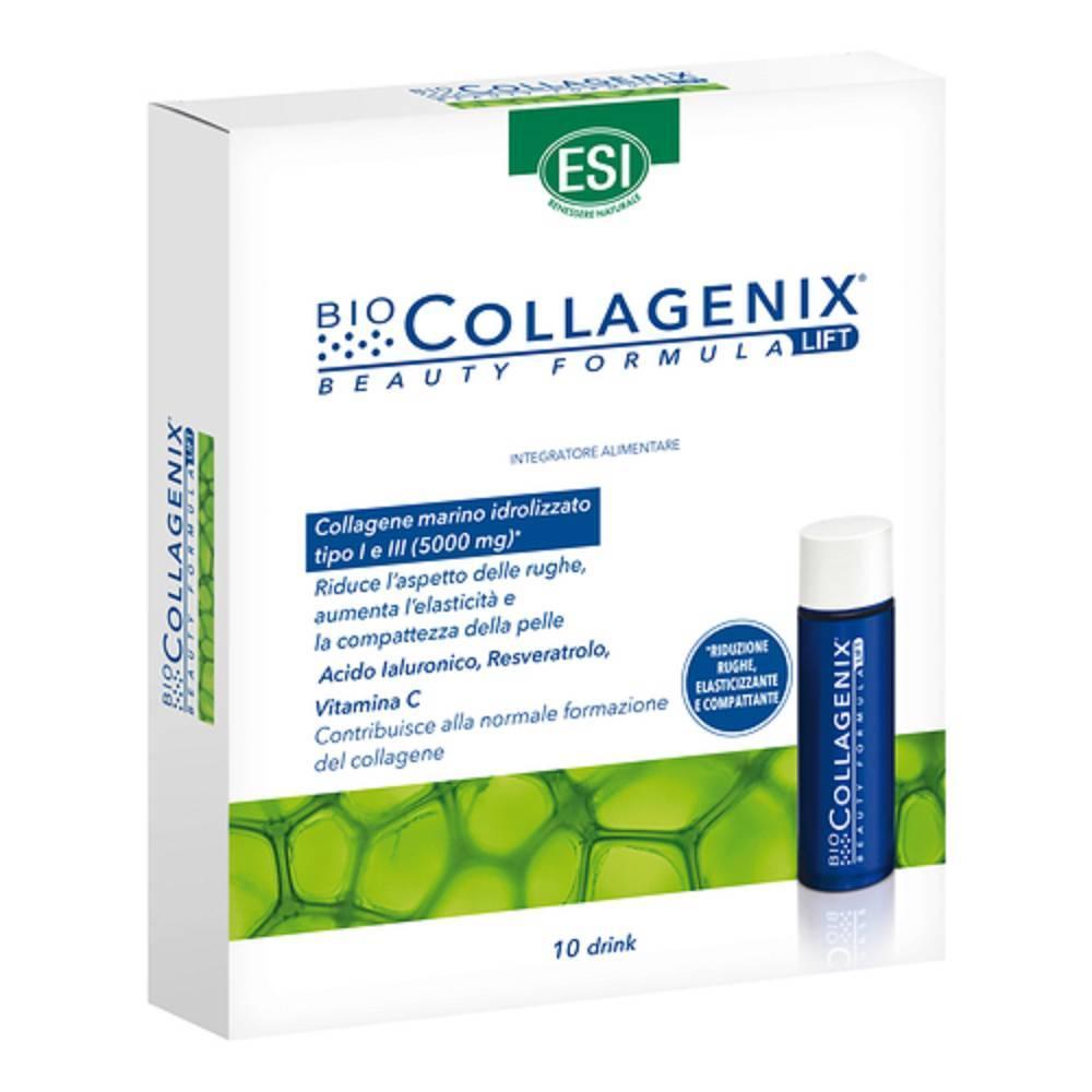esi integratore alimentare biocollagenix 10 drink da 30 ml con collagene marino, acido ialuronico, resveratrolo e vitamine per pelle, capelli e unghie - foto 1