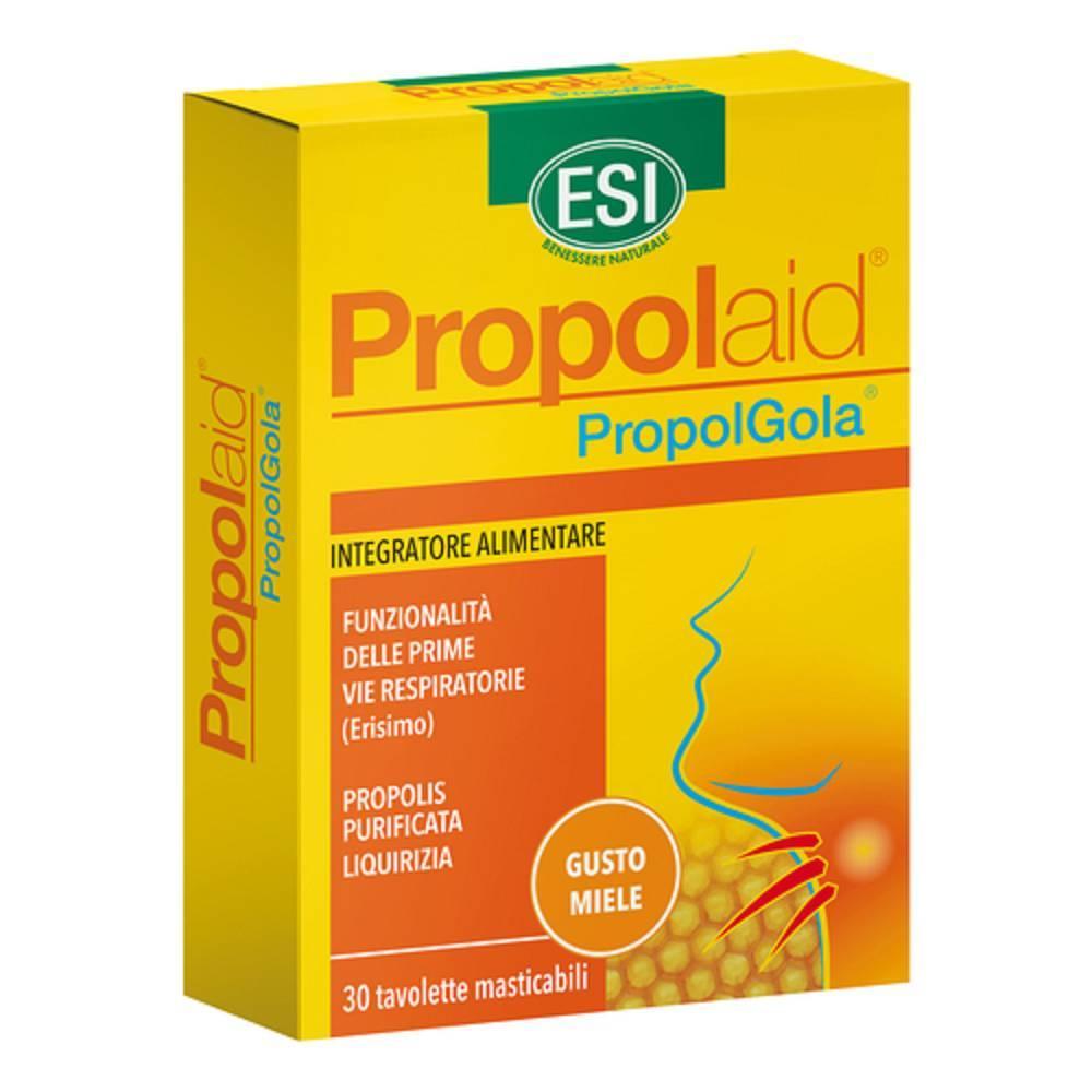 esi integratore alimentare propolaid propolgola con propoli, liquirizia ed erisimo per il benessere di naso e gola - 30 tavolette masticabili - foto 1