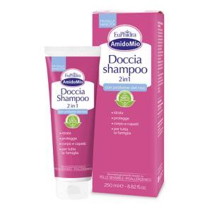 Doccia shampoo 2 in 1  amidomio per corpo e capelli sensibili - formula delicata senza sles e parabeni, 250 ml