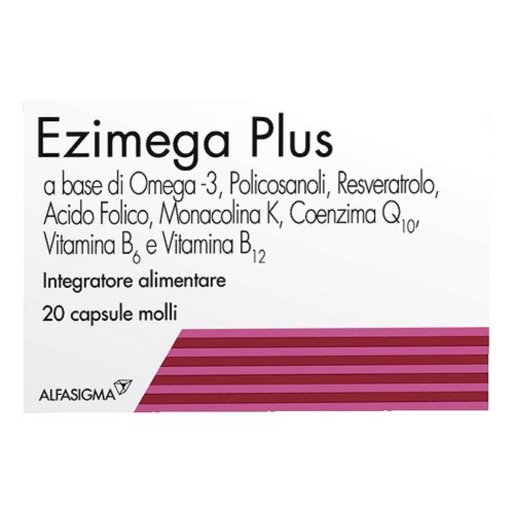ezimega integratore alimentare ezimega plus 20 capsule molli per il supporto di omega-3, monacolina k, vitamine e coenzima q10 per il benessere cardiaco - foto 1