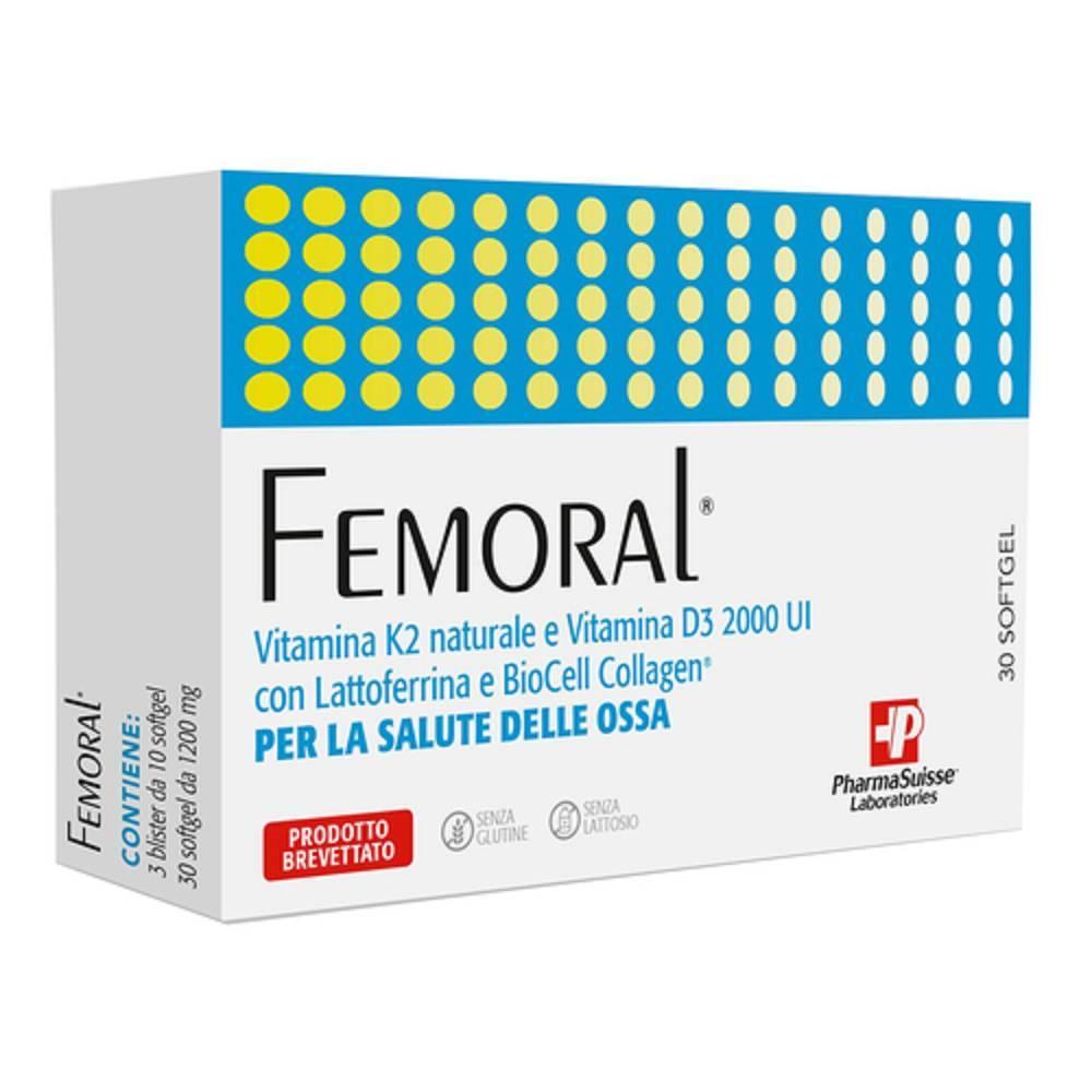 femoral integratore alimentare femoral 30 softgel con vitamina k2, d3, lattoferrina e collagene per salute delle ossa e benessere articolare - foto 1