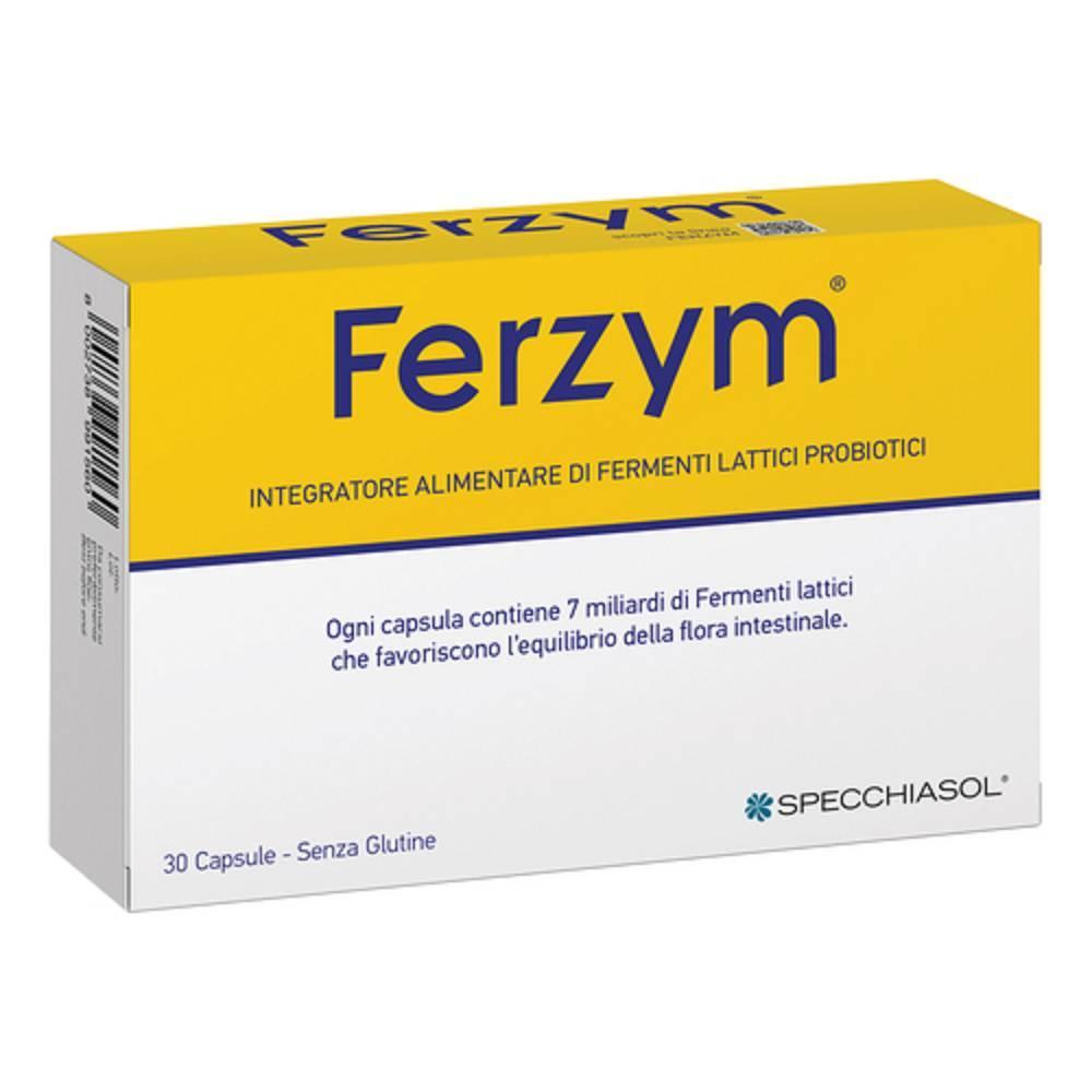 ferzym integratore di fermenti lattici con vitamine e fibre vegetali - 30 capsule per equilibrio della flora intestinale e benessere digestivo - foto 1