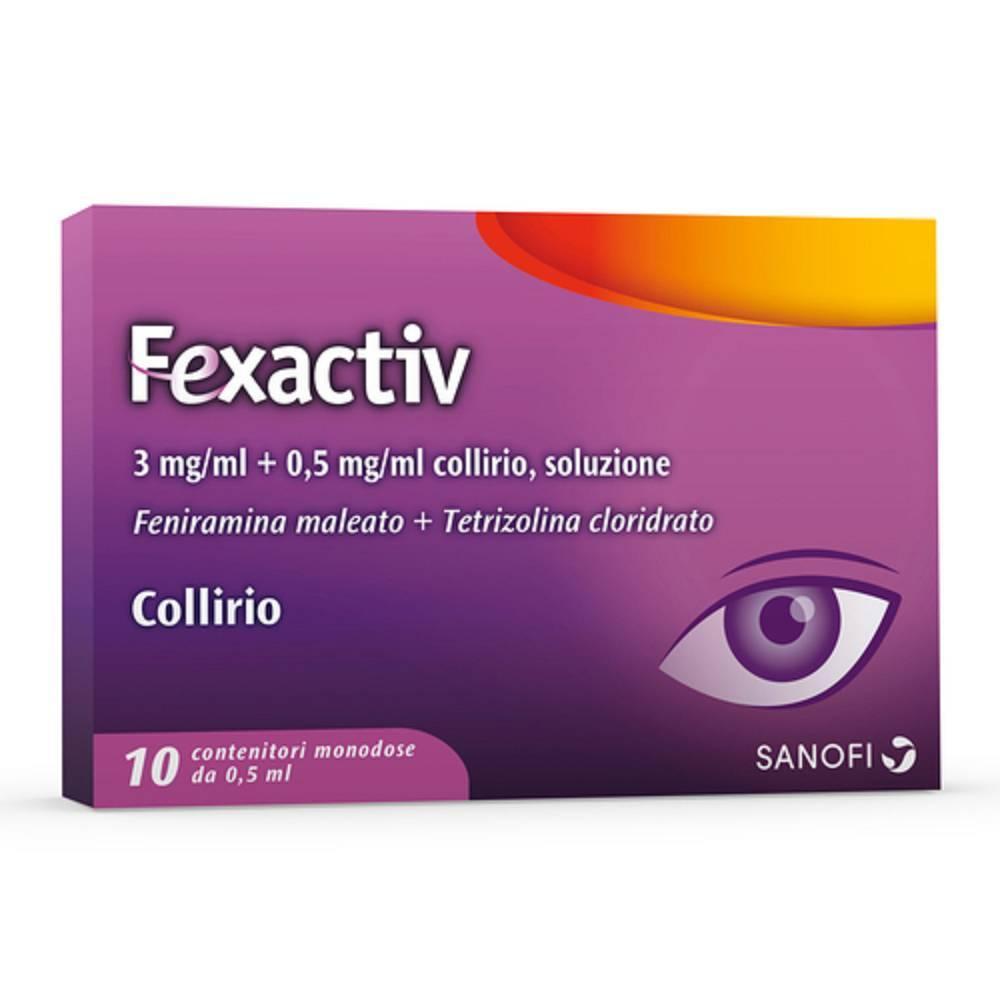 fexactiv collirio fexactiv 10 flaconi da 0,5 ml per il trattamento di allergie e infiammazioni oculari con tetrizolina e feniramina maleato - foto 1