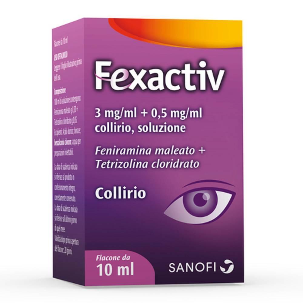 fexactiv collirio fexactiv 10ml per allergie e infiammazioni oculari - decongestionante e antiallergico con tetrizolina e feniramina maleato - foto 1