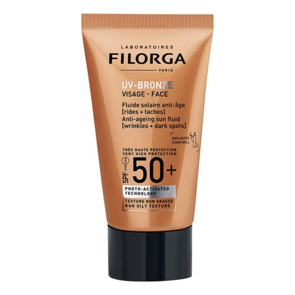 filorga crema solare viso fluida spf 50+ anti-rughe e anti-macchie 40 ml per protezione elevata e abbronzatura uniforme - foto 1