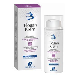 Crema lenitiva flogankrem 50ml per pelle sensibile con lactoferrina e acido ialuronico, dermatologicamente testata