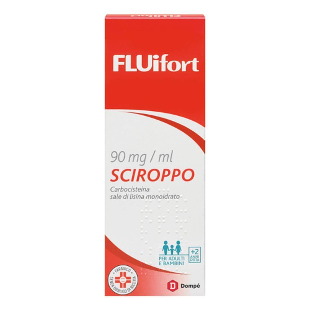 fluifort sciroppo fluifort 90 mg/ml mucolitico per tosse e malattie respiratorie - 200 ml di carbocisteina per il drenaggio del muco - foto 1