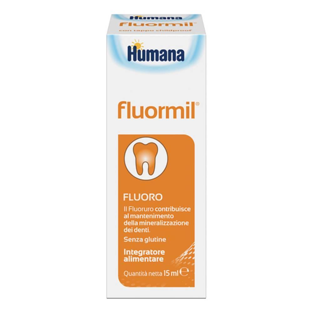 humana integratore alimentare fluormil 15ml per la mineralizzazione dei denti - fluoro per bambini e adulti - foto 1