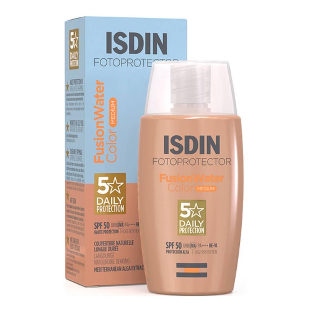 isdin crema fotoprotettrice fusion water color medium 50ml per viso - protezione solare leggera e idratante - foto 1