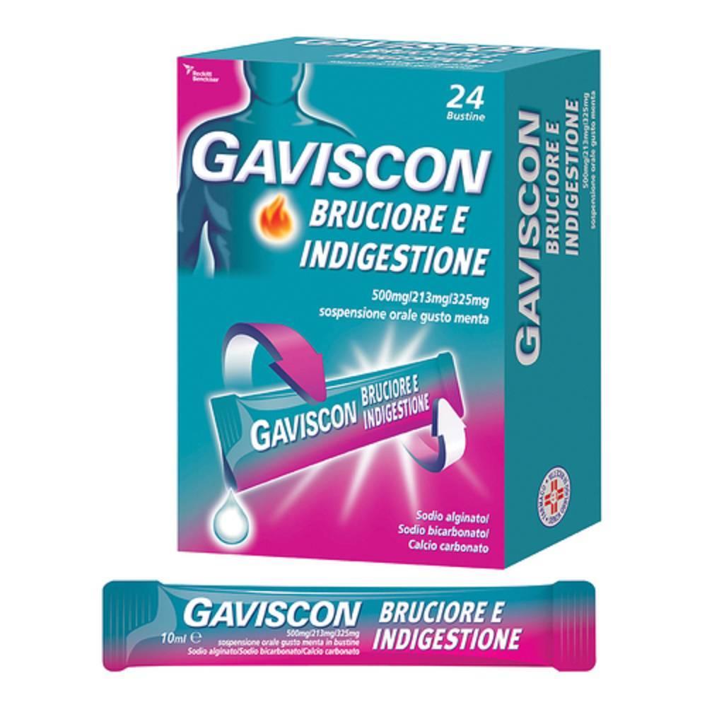 gaviscon gaviscon bruciore e indigestione 500 mg/213 mg/325 mg sospensione orale gusto menta per il sollievo da bruciori di stomaco e indigestione - foto 1