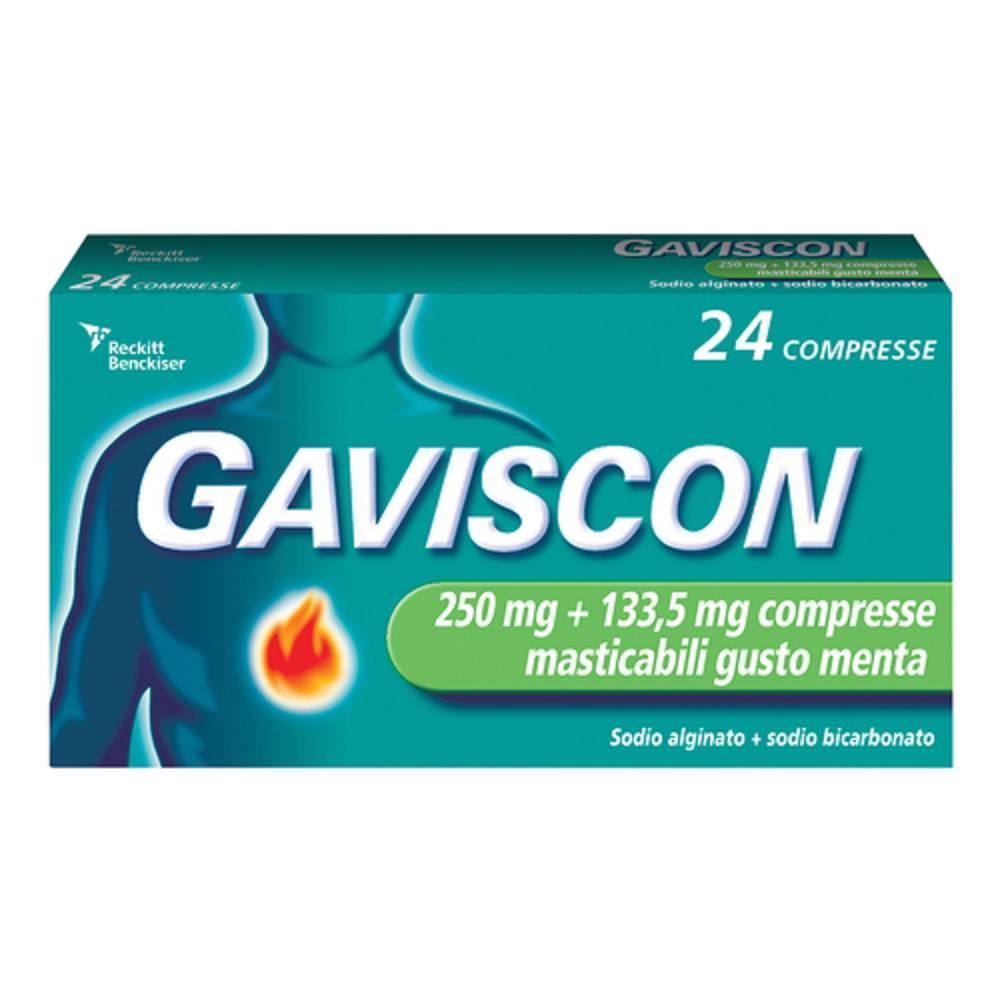 gaviscon gaviscon compresse masticabili gusto menta e fragola 250 mg + 133,5 mg - sollievo per reflusso e ulcera peptica - foto 1