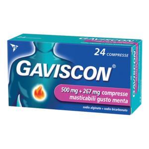 24 compresse masticabili gusto menta 500 mg + 267 mg per reflusso gastroesofageo e ulcera peptica, alta tollerabilità e contenuto di calcio