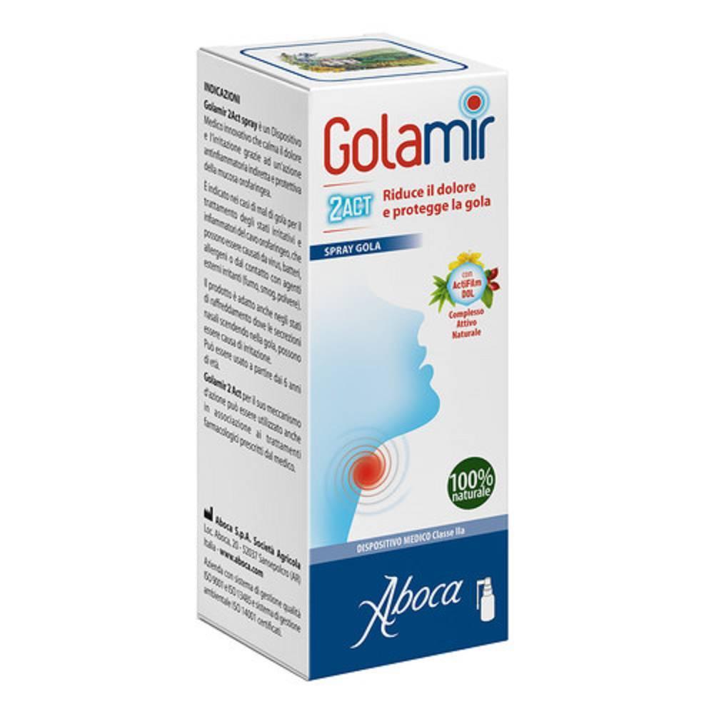 aboca spray golamir 2act per il mal di gola e irritazione della mucosa orofarigea con azione antinfiammatoria e protettiva, 30 ml - foto 1