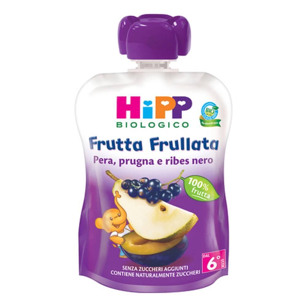 hipp purea di frutta biologica frullata con pera, prugna e ribes nero - alimento per infanzia dal 6° mese, senza zuccheri aggiunti, 90g - foto 1