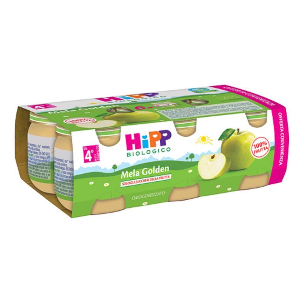 hipp omogeneizzato biologico hipp mela golden 6x80g - ideale per svezzamento e merenda senza zuccheri aggiunti, latticini e coloranti - foto 1