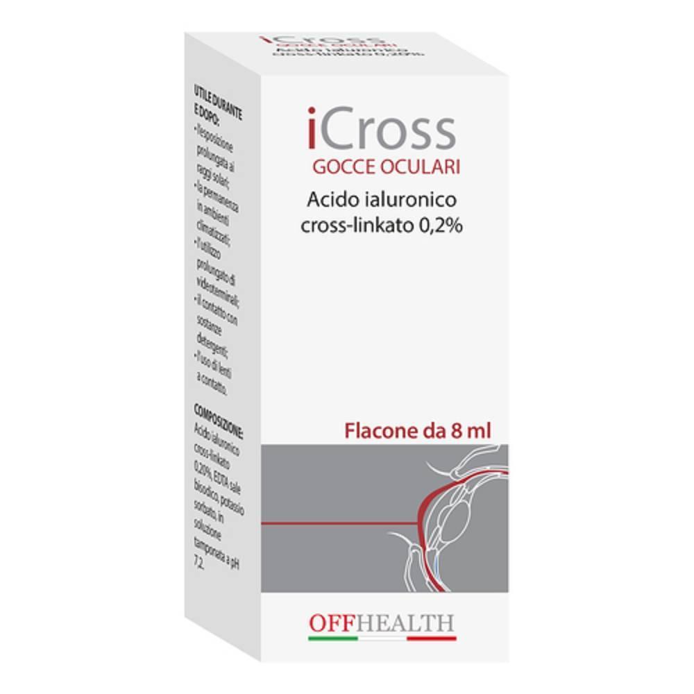 icross gocce oculari lubrificanti 8 ml a base di acido ialuronico per il trattamento del discomfort oculare e protezione corneale - foto 1