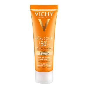 Crema viso anti-macchie spf 50+ 3 in 1 - trattamento colorato con texture non grassa e protezione alta per pelle sensibile