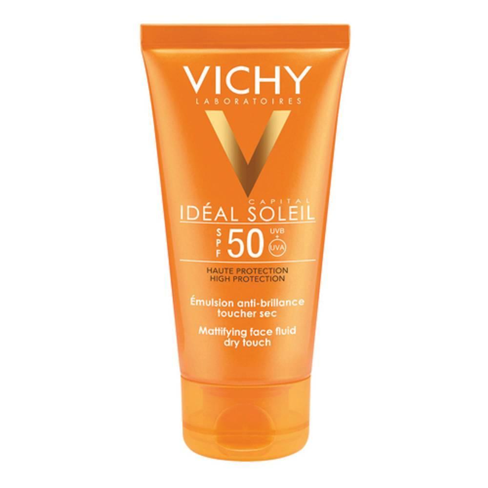 vichy emulsione anti lucidità viso spf 50 - protezione alta per pelle sensibile e grassa, effetto asciutto e resistente all'acqua - foto 1