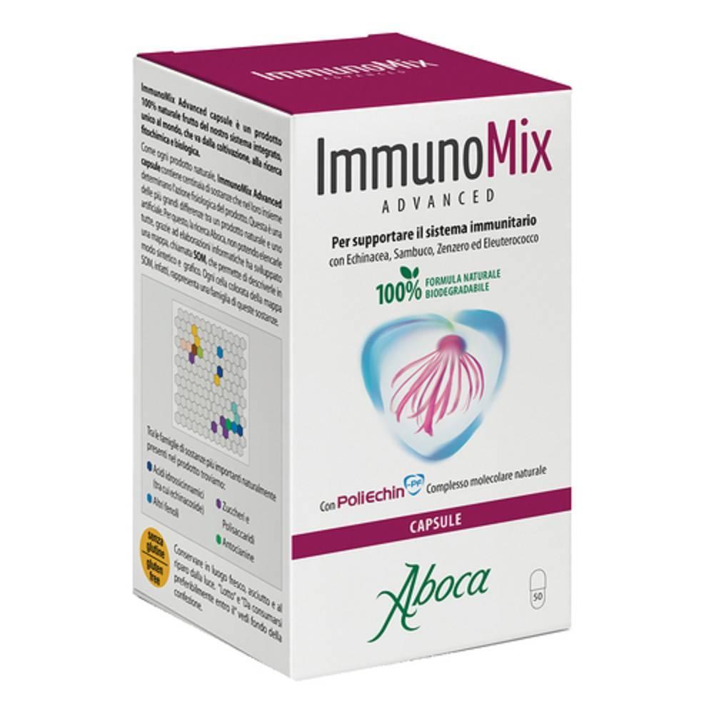 aboca integratore alimentare immunomix advanced capsule per il supporto del sistema immunitario con echinacea, sambuco, zenzero ed eleuterococco - foto 1