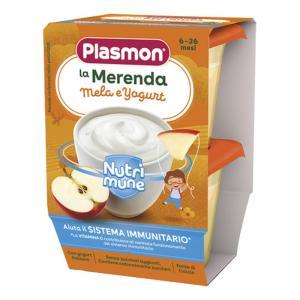 Merenda per bambini al gusto di mela e yogurt - fonte di calcio e vitamine, senza conservanti e coloranti, 2 vasetti da 120g