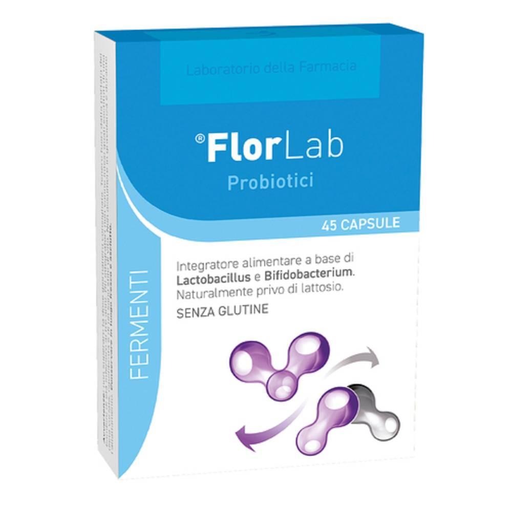 laboratorio della farmacia integratore alimentare florlab con probiotici e prebiotici in capsule per equilibrio della flora intestinale - 45 capsule - foto 1