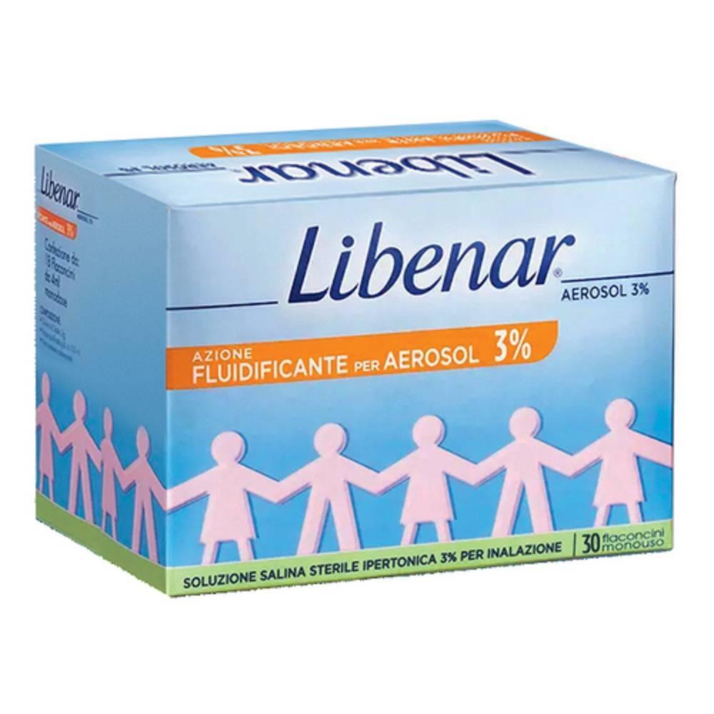 libenar soluzione salina ipertonica al 3% per aerosol - libenar aerosol 30 flaconcini monodose per inalazione e trattamento respiratorio - foto 1