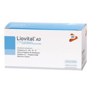 Integratore alimentare  ad 10 flaconcini da 10 ml con olio di fegato di merluzzo, vitamine a, b1, d, e, polline e pappa reale per il benessere psicofisico