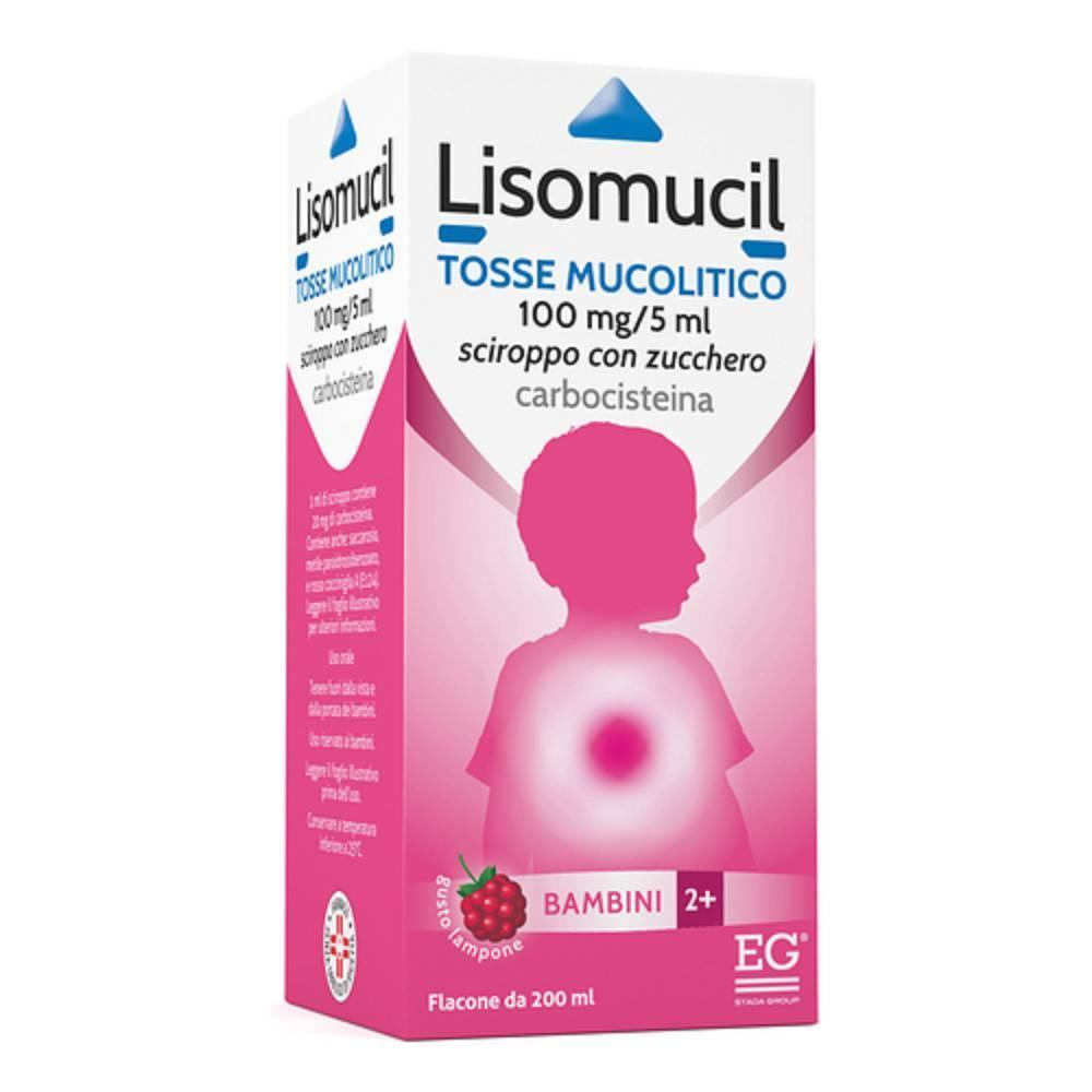 lisomucil lisomucil tosse mucolitico 100 mg/5 ml sciroppo: mucolitico e fluidificante per tosse nelle affezioni respiratorie con e senza zucchero - foto 1