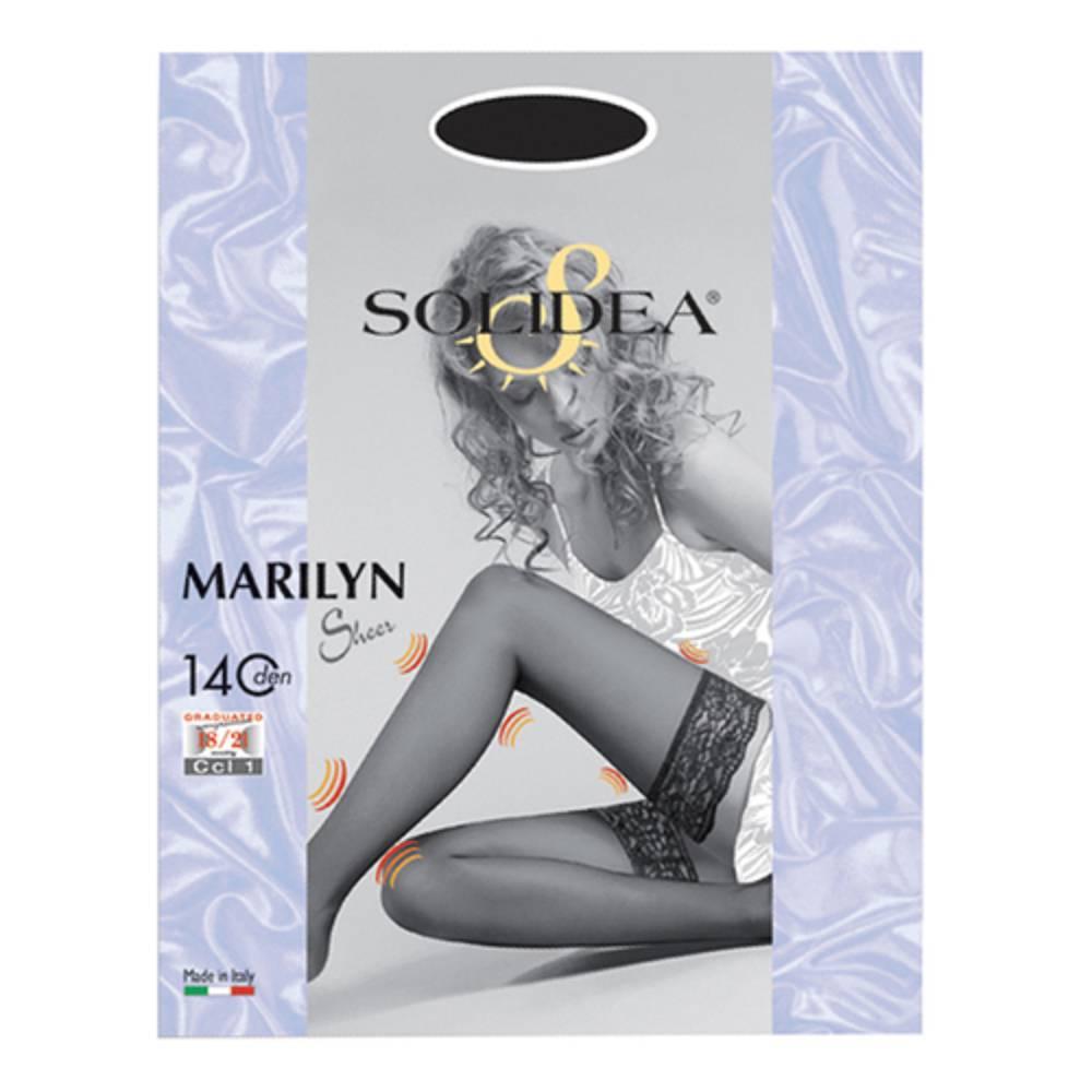 solidea calze autoreggenti marilyn 140 denari con compressione graduata e balza in pizzo, eleganti e confortevoli, colore nero, taglie disponibili. - foto 1