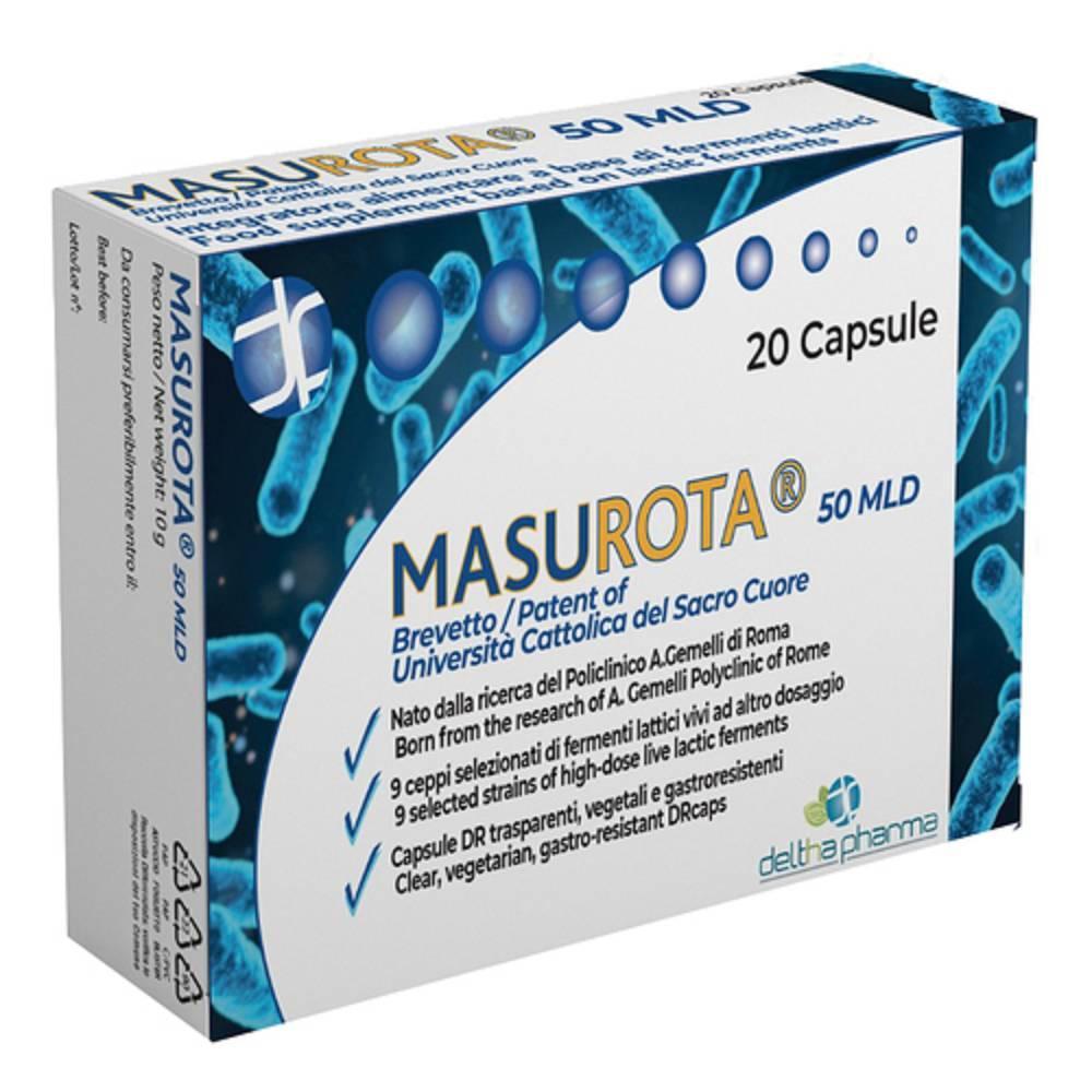 delta pharma integratore alimentare masurota 50 miliardi con fermenti lattici per l'equilibrio della flora intestinale - 20 capsule da 10 g - foto 1