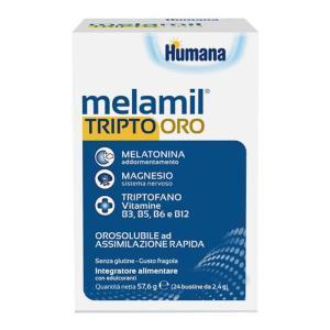 Integratore alimentare melamil tripto oro per un sonno migliore - 24 bustine al gusto fragola