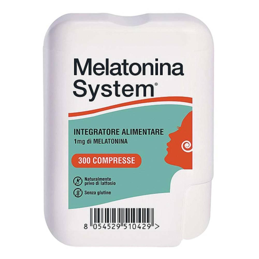 melatonina system integratore di melatonina 1 mg - 300 compresse per sonno e jet lag - allevia il tempo di addormentamento e riduce gli effetti del jet lag - foto 1