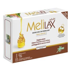 Microclisma melilax per adulti - trattamento della stipsi con miele, aloe e malva, azione evacuante e protettiva della mucosa rettale