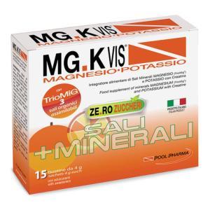 Integratore di magnesio e potassio con creatina senza zuccheri - mgk vis orange zero in confezione da 15 bustine per stanchezza e spossatezza