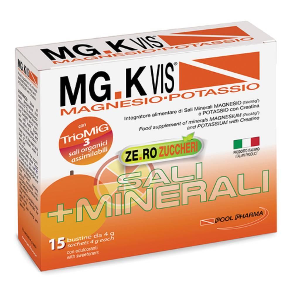 mg.k vis integratore di magnesio e potassio con creatina senza zuccheri - mgk vis orange zero in confezione da 15 bustine per stanchezza e spossatezza - foto 1