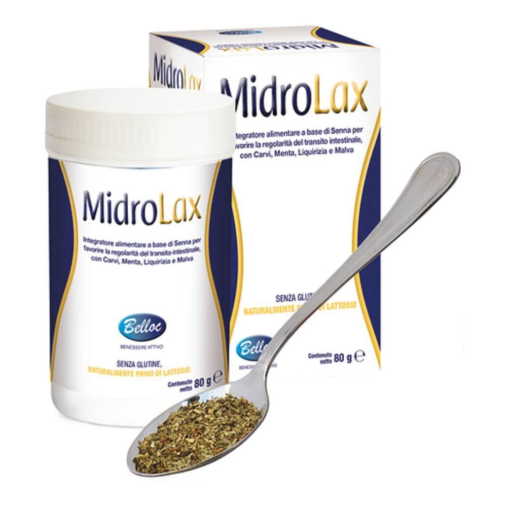 midrolax integratore alimentare midrolax polvere 80g per regolarità intestinale e funzione digestiva con senna, carvi e menta - foto 1