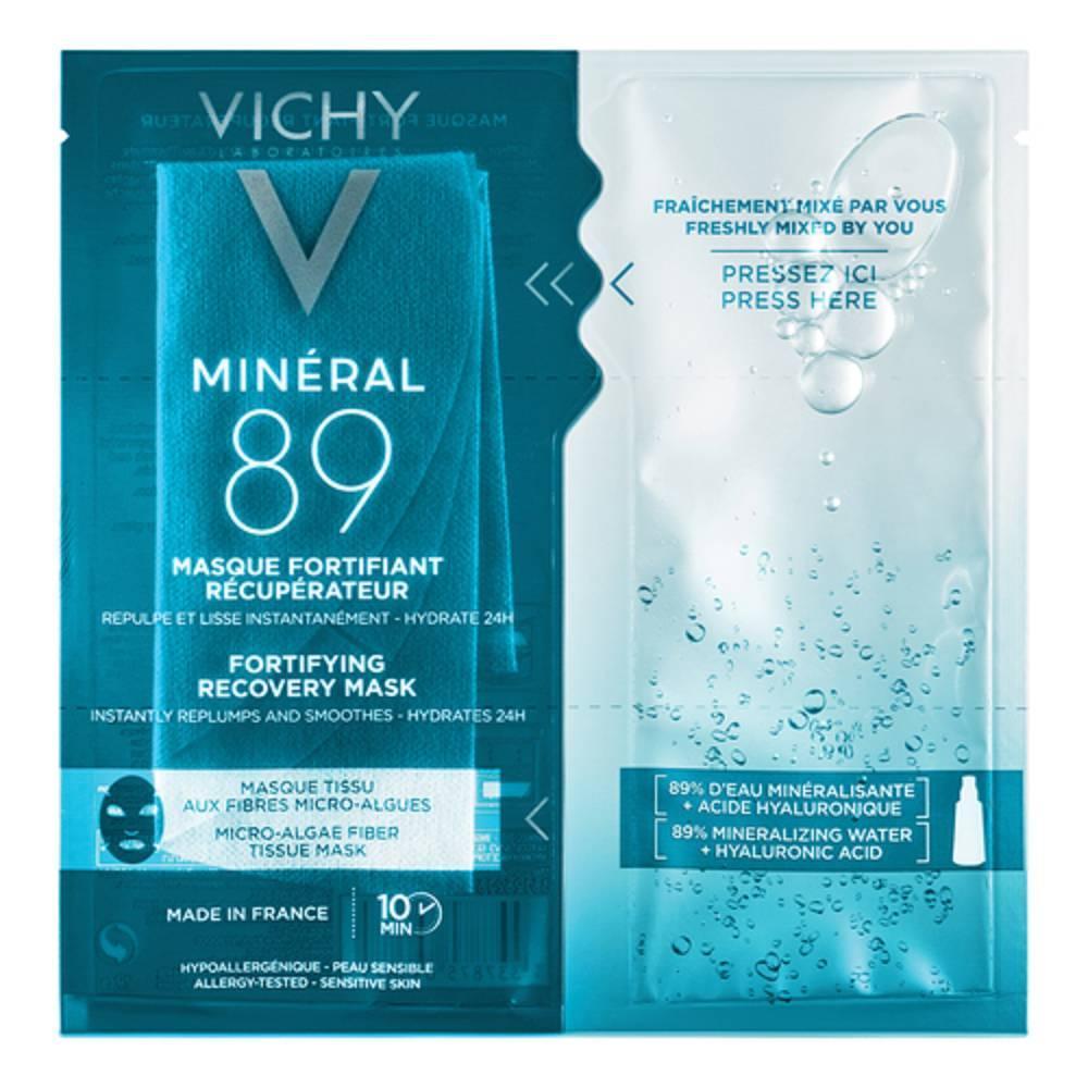 vichy maschera in tessuto fortificante e riparatrice mineral 89 per pelle sensibile - busta da 29g - foto 1